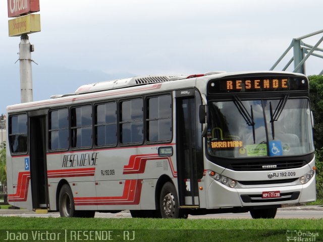 Viação Resendense RJ 192.009 na cidade de Resende, Rio de Janeiro, Brasil, por João Victor. Número da foto: #2219370.