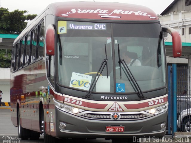 Santa Maria Fretamento e Turismo 670 na cidade de Santos, São Paulo, Brasil, por Daniel Santos Sardi. ID da foto: 1597344.