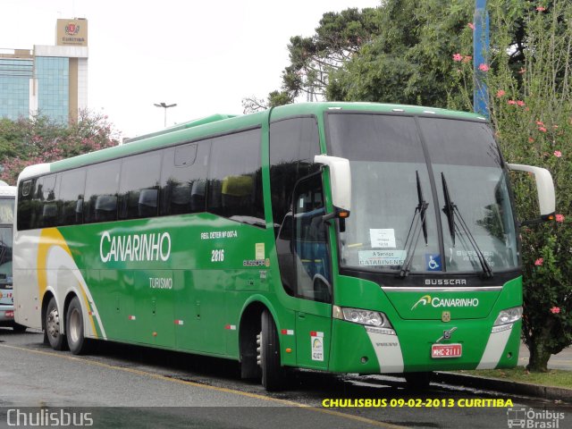 Viação Canarinho 2816 na cidade de Curitiba, Paraná, Brasil, por Paulo Roberto Chulis. ID da foto: 1597187.