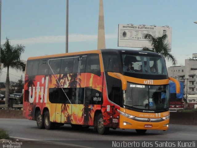 UTIL - União Transporte Interestadual de Luxo 11203 na cidade de Betim, Minas Gerais, Brasil, por Norberto dos Santos Kunzli. Número da foto: #1596529.