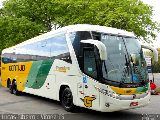 Empresa Gontijo de Transportes 18160 na cidade de Vitória, Espírito Santo, Brasil, por Lucas Ribeiro de Souza Ferreira. ID da foto: 1600636.