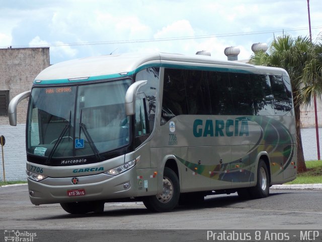 Viação Garcia 7706 na cidade de Ourinhos, São Paulo, Brasil, por Cristiano Soares da Silva. Número da foto: #1602433.