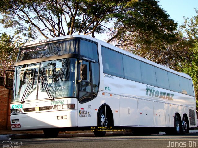 Transportes Thomaz 0102 na cidade de Aparecida, São Paulo, Brasil, por Jones Bh. Número da foto: #1635812.