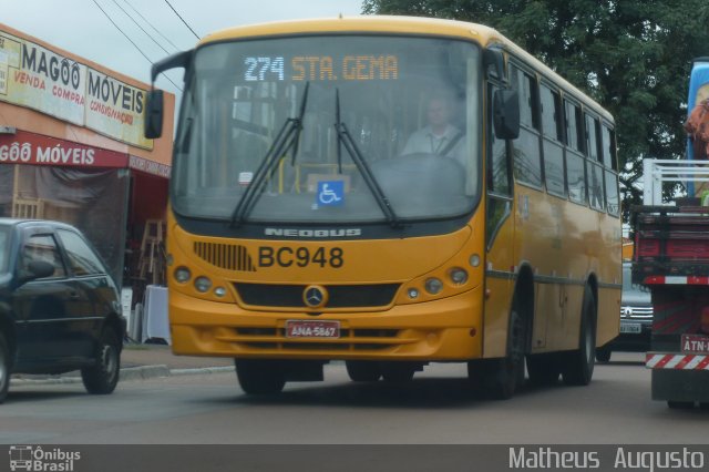 Transporte Coletivo Glória BC948 na cidade de Curitiba, Paraná, Brasil, por Matheus  Augusto. ID da foto: 1637934.