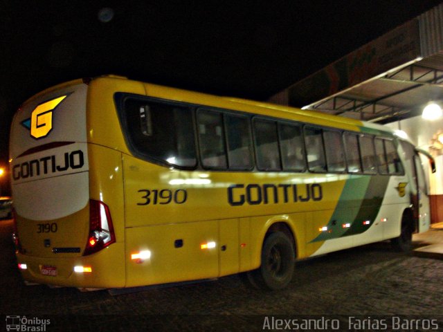 Empresa Gontijo de Transportes 3190 na cidade de Manhuaçu, Minas Gerais, Brasil, por Alexsandro  Farias Barros. ID da foto: 1584044.