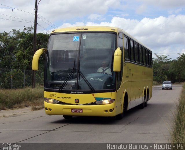 Viação Itapemirim 8089 na cidade de Recife, Pernambuco, Brasil, por Renato Barros. ID da foto: 1591594.