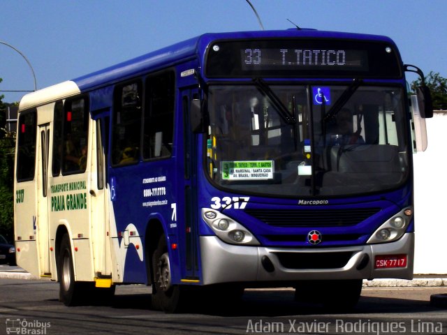 Viação Piracicabana Praia Grande 3317 na cidade de Praia Grande, São Paulo, Brasil, por Adam Xavier Rodrigues Lima. Número da foto: #1659428.