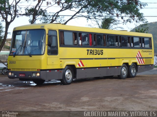 Viação Itapemirim 20203 na cidade de Vitória, Espírito Santo, Brasil, por Gilberto Martins. ID da foto: 1659974.