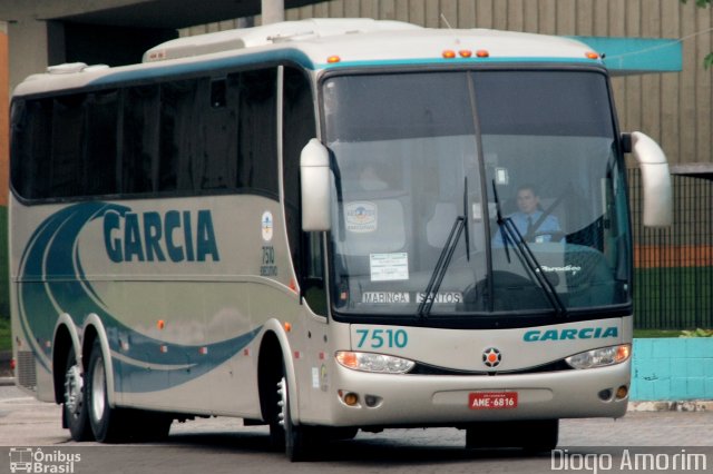 Viação Garcia 7510 na cidade de Santos, São Paulo, Brasil, por Diogo Amorim. Número da foto: #1661549.
