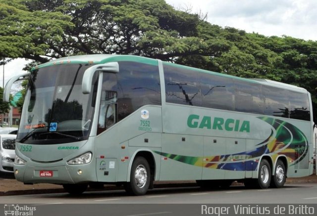 Viação Garcia 7552 na cidade de Londrina, Paraná, Brasil, por Roger Vinicius de Britto. ID da foto: 1667825.