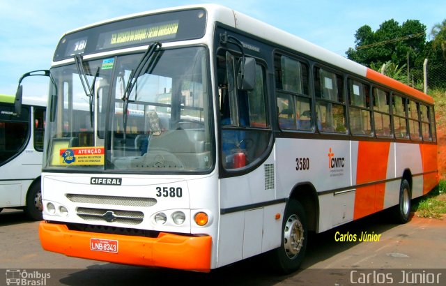 Viação Paraúna 3580 na cidade de Goiânia, Goiás, Brasil, por Carlos Júnior. ID da foto: 1669550.