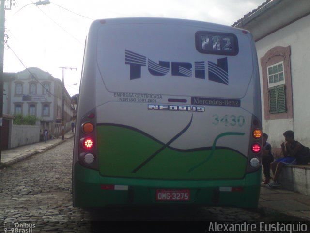 Turin Transportes 3430 na cidade de Ouro Preto, Minas Gerais, Brasil, por Alexandre Eustáquio. Número da foto: #1677874.