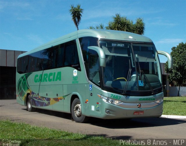 Viação Garcia 7687 na cidade de Ourinhos, São Paulo, Brasil, por Cristiano Soares da Silva. ID da foto: 1681903.