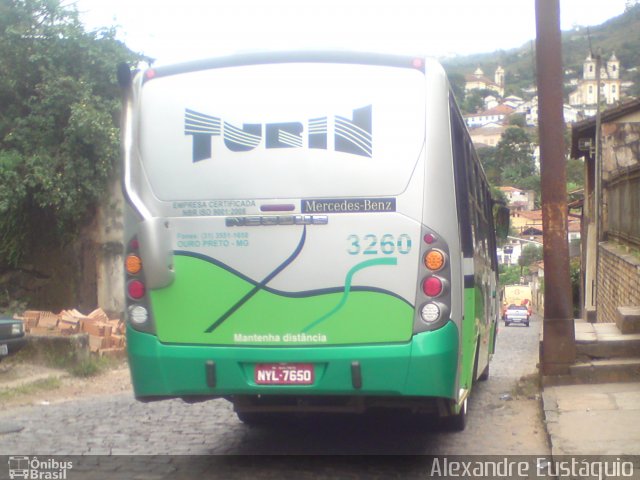 Turin Transportes 3260 na cidade de Ouro Preto, Minas Gerais, Brasil, por Alexandre Eustáquio. Número da foto: #1683104.
