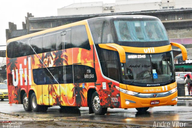 UTIL - União Transporte Interestadual de Luxo 11203 na cidade de Rio de Janeiro, Rio de Janeiro, Brasil, por André Vitor  Silva dos Santos. Número da foto: #1701765.