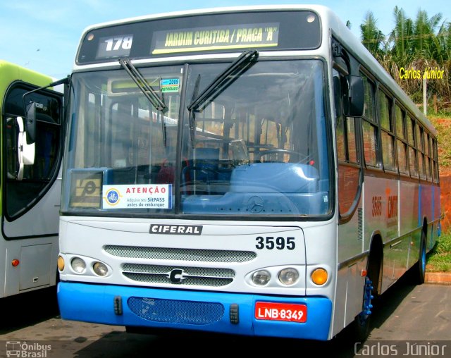 Viação Paraúna 3595 na cidade de Goiânia, Goiás, Brasil, por Carlos Júnior. ID da foto: 1646909.