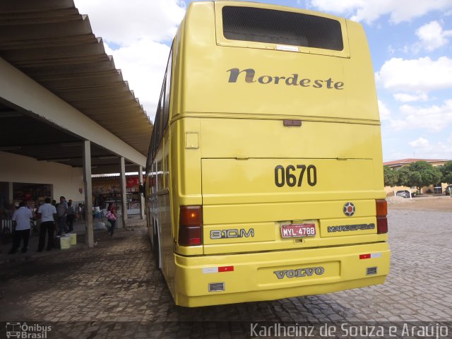 Viação Nordeste 0670 na cidade de Açu, Rio Grande do Norte, Brasil, por Karlheinz de Souza e Araújo. Número da foto: #1652813.