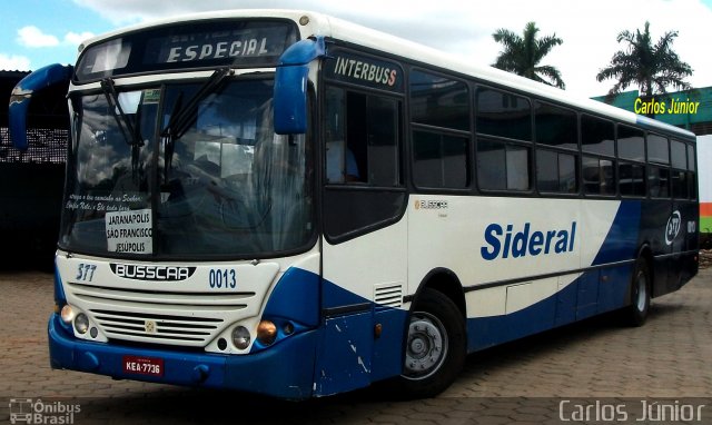 Sideral Transportes e Turismo 0013 na cidade de Anápolis, Goiás, Brasil, por Carlos Júnior. Número da foto: #1723928.