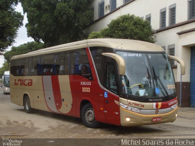 Transportes Única Petrópolis RJ 163.033 na cidade de Rio de Janeiro, Rio de Janeiro, Brasil, por Michel Soares da Rocha. Número da foto: #1728402.