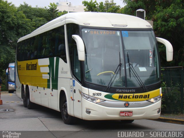 Viação Nacional 16105 na cidade de São Paulo, São Paulo, Brasil, por EDUARDO - SOROCABUS. Número da foto: #1746565.
