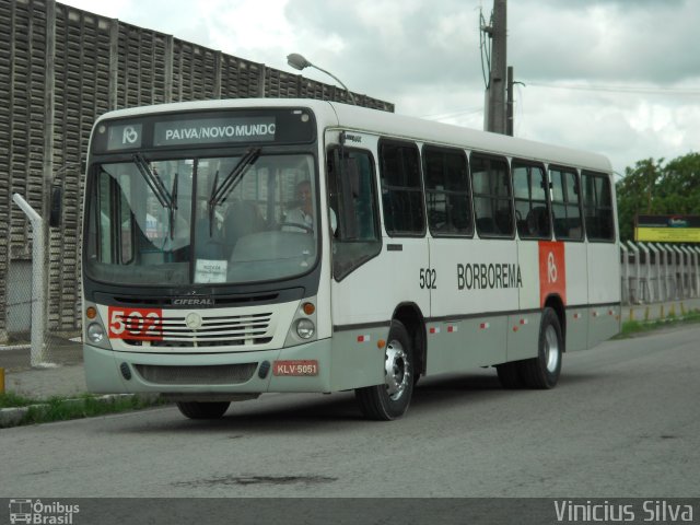 Borborema Imperial Transportes 502 na cidade de Recife, Pernambuco, Brasil, por Vinicius Silva. ID da foto: 1745614.