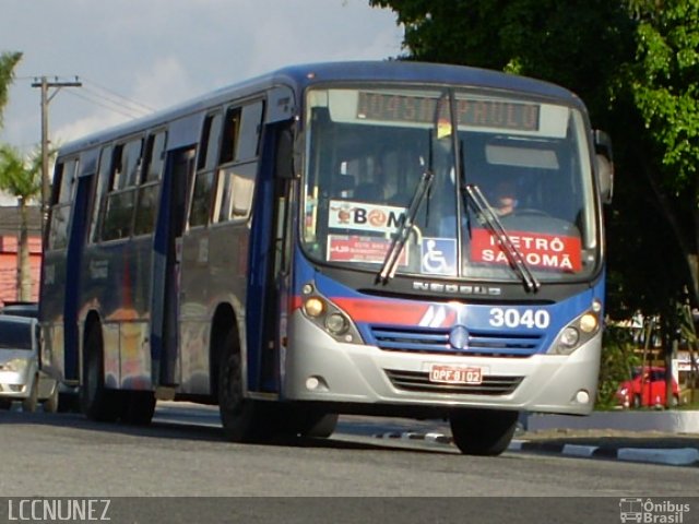 Viação Riacho Grande 3040 na cidade de São Bernardo do Campo, São Paulo, Brasil, por Luis Nunez. Número da foto: #1753249.