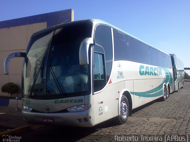 Viação Garcia 7160 na cidade de Londrina, Paraná, Brasil, por Roberto Teixeira. ID da foto: 1752957.