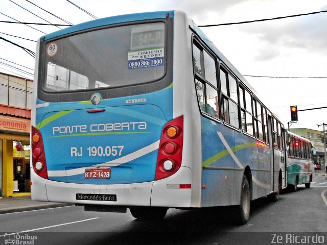 Viação Ponte Coberta RJ 190.057 na cidade de Rio de Janeiro, Rio de Janeiro, Brasil, por Zé Ricardo Reis. Número da foto: #1755893.