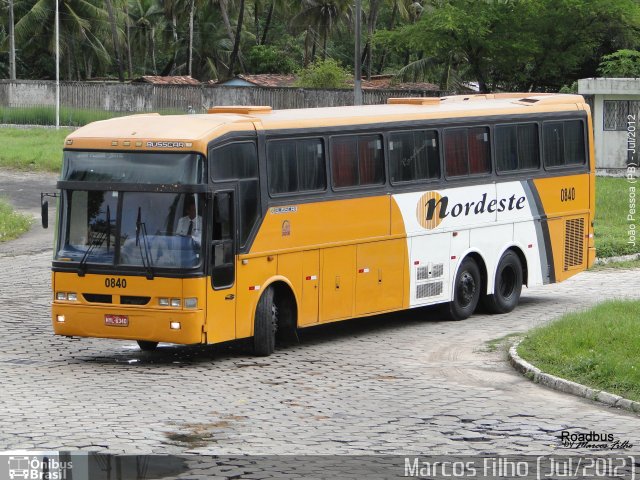 Viação Nordeste 0840 na cidade de João Pessoa, Paraíba, Brasil, por Marcos Filho. Número da foto: #1763385.