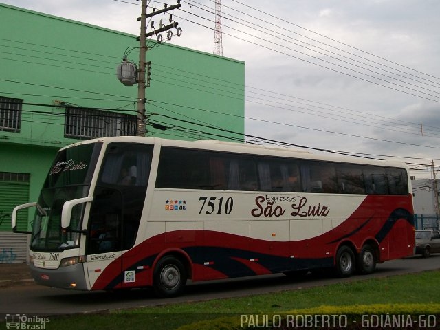 Expresso São Luiz 7510 na cidade de Goiânia, Goiás, Brasil, por Paulo Roberto de Morais Amorim. Número da foto: #1711830.