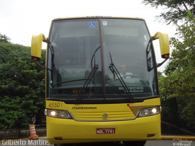 Viação Itapemirim 45501 na cidade de São Paulo, São Paulo, Brasil, por Gilberto Martins. Número da foto: #1768635.