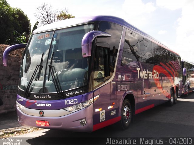 Twister Rio Transporte e Turismo 1020 na cidade de Rio de Janeiro, Rio de Janeiro, Brasil, por Alexandre  Magnus. Número da foto: #1788151.