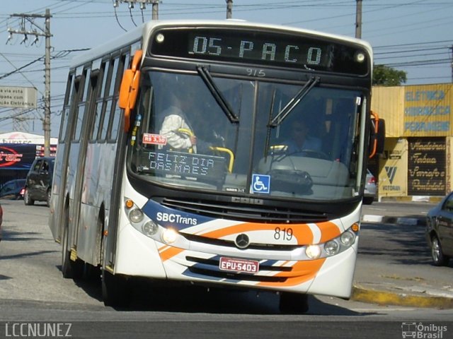 SBC Trans 819 na cidade de São Bernardo do Campo, São Paulo, Brasil, por Luis Nunez. ID da foto: 1790824.