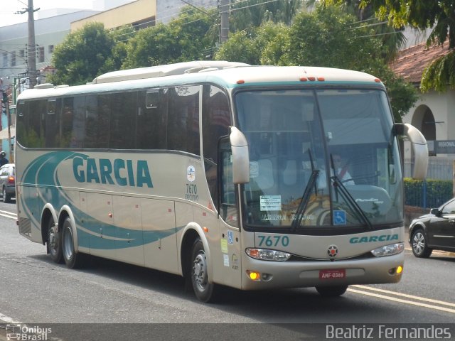 Viação Garcia 7670 na cidade de Presidente Prudente, São Paulo, Brasil, por Beatriz Fernandes. Número da foto: #1804811.