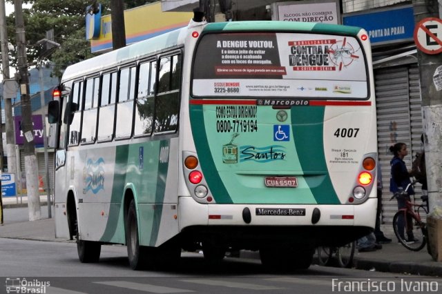 Viação Piracicabana Santos 4007 na cidade de Santos, São Paulo, Brasil, por Francisco Ivano. Número da foto: #1816216.