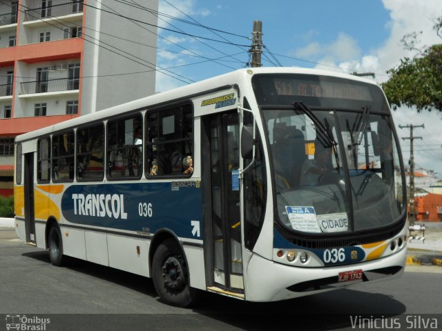 Transcol - Transportes Coletivos Ltda. 036 na cidade de Recife, Pernambuco, Brasil, por Vinicius Silva. Número da foto: #1816201.