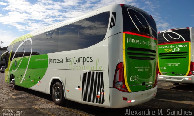 Expresso Princesa dos Campos 6343 na cidade de Ponta Grossa, Paraná, Brasil, por Alexandre M.  Sanches. Número da foto: #1814980.