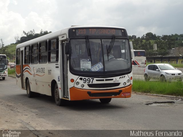 Auto Viação Santa Cruz 997 na cidade de Recife, Pernambuco, Brasil, por Matheus Fernando. ID da foto: 1818706.