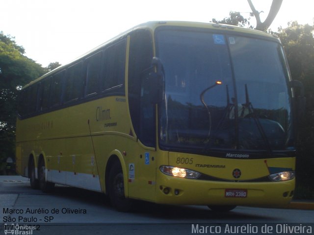 Viação Itapemirim 8005 na cidade de São Paulo, São Paulo, Brasil, por Marco Aurélio de Oliveira. ID da foto: 1772475.