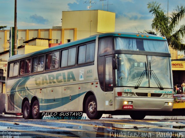 Viação Garcia 6193 na cidade de Londrina, Paraná, Brasil, por Paulo Gustavo. ID da foto: 1773698.