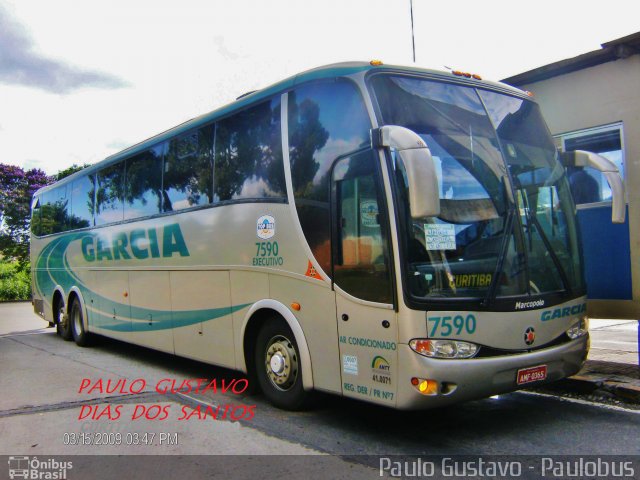 Viação Garcia 7590 na cidade de Curitiba, Paraná, Brasil, por Paulo Gustavo. ID da foto: 1781142.