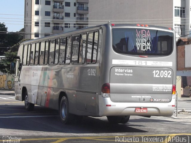 Auto Viação Bragança Metropolitana > Viação Raposo Tavares 12.092 na cidade de São Paulo, São Paulo, Brasil, por Roberto Teixeira. ID da foto: 1780737.