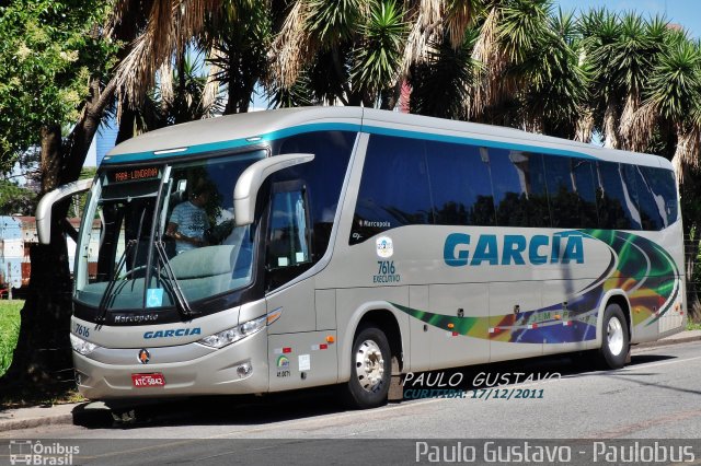 Viação Garcia 7616 na cidade de Curitiba, Paraná, Brasil, por Paulo Gustavo. ID da foto: 1781149.