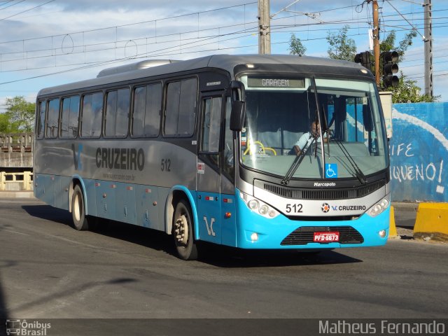 Viação Cruzeiro 512 na cidade de Recife, Pernambuco, Brasil, por Matheus Fernando. Número da foto: #1781577.