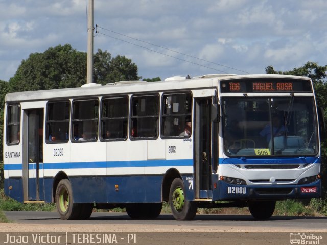 Viação Santana 02080 na cidade de Teresina, Piauí, Brasil, por João Victor. ID da foto: 1856788.