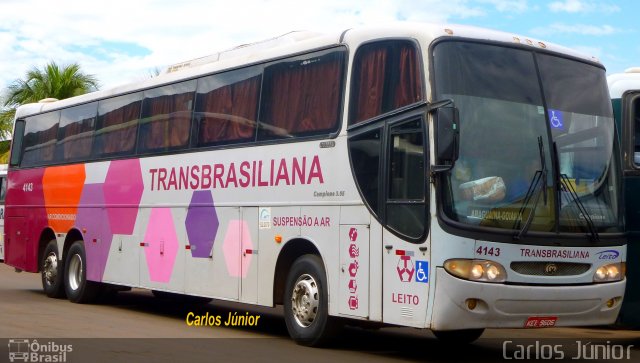 Transbrasiliana Transportes e Turismo 4143 na cidade de Goiânia, Goiás, Brasil, por Carlos Júnior. Número da foto: #1868041.