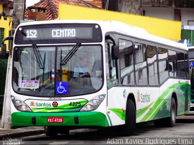 Viação Piracicabana Santos 4325 na cidade de Santos, São Paulo, Brasil, por Adam Xavier Rodrigues Lima. ID da foto: 1834687.