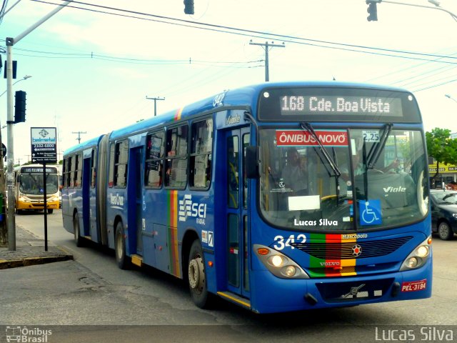 Expresso Vera Cruz 342 na cidade de Recife, Pernambuco, Brasil, por Lucas Silva. Número da foto: #1881906.
