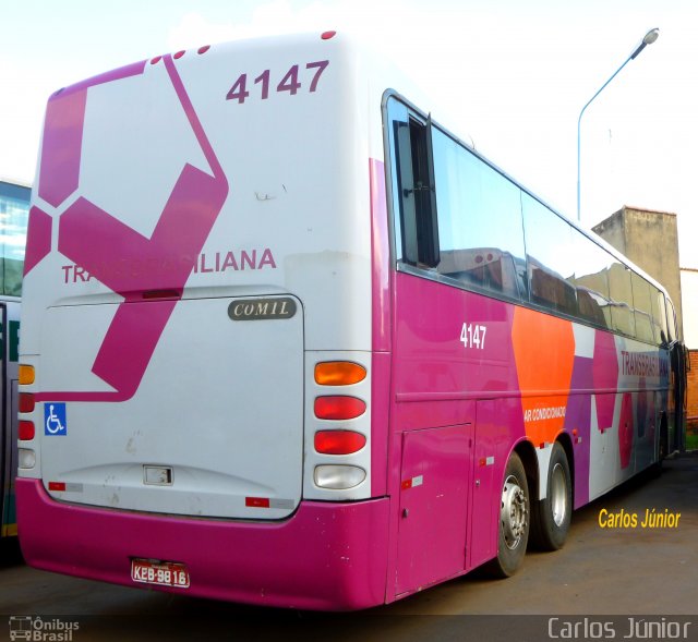 Transbrasiliana Transportes e Turismo 4147 na cidade de Goiânia, Goiás, Brasil, por Carlos Júnior. Número da foto: #1848834.