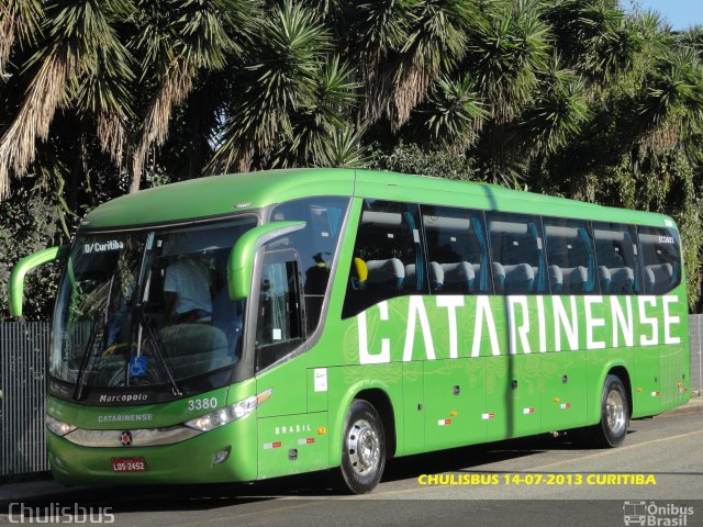 Auto Viação Catarinense 3380 na cidade de Curitiba, Paraná, Brasil, por Paulo Roberto Chulis. Número da foto: #1921239.